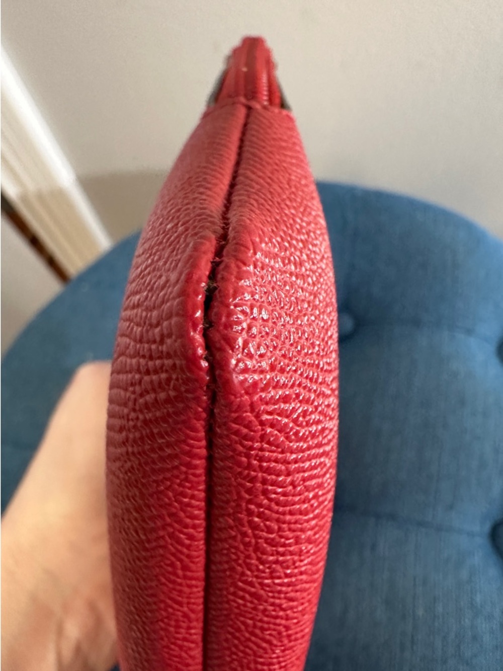 Coach Red Textured Leather Storypatch Pouch - Picture 5 of 9